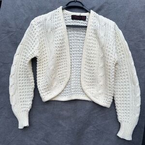 Vintage cableknit cardigan sweater cropped Sz large